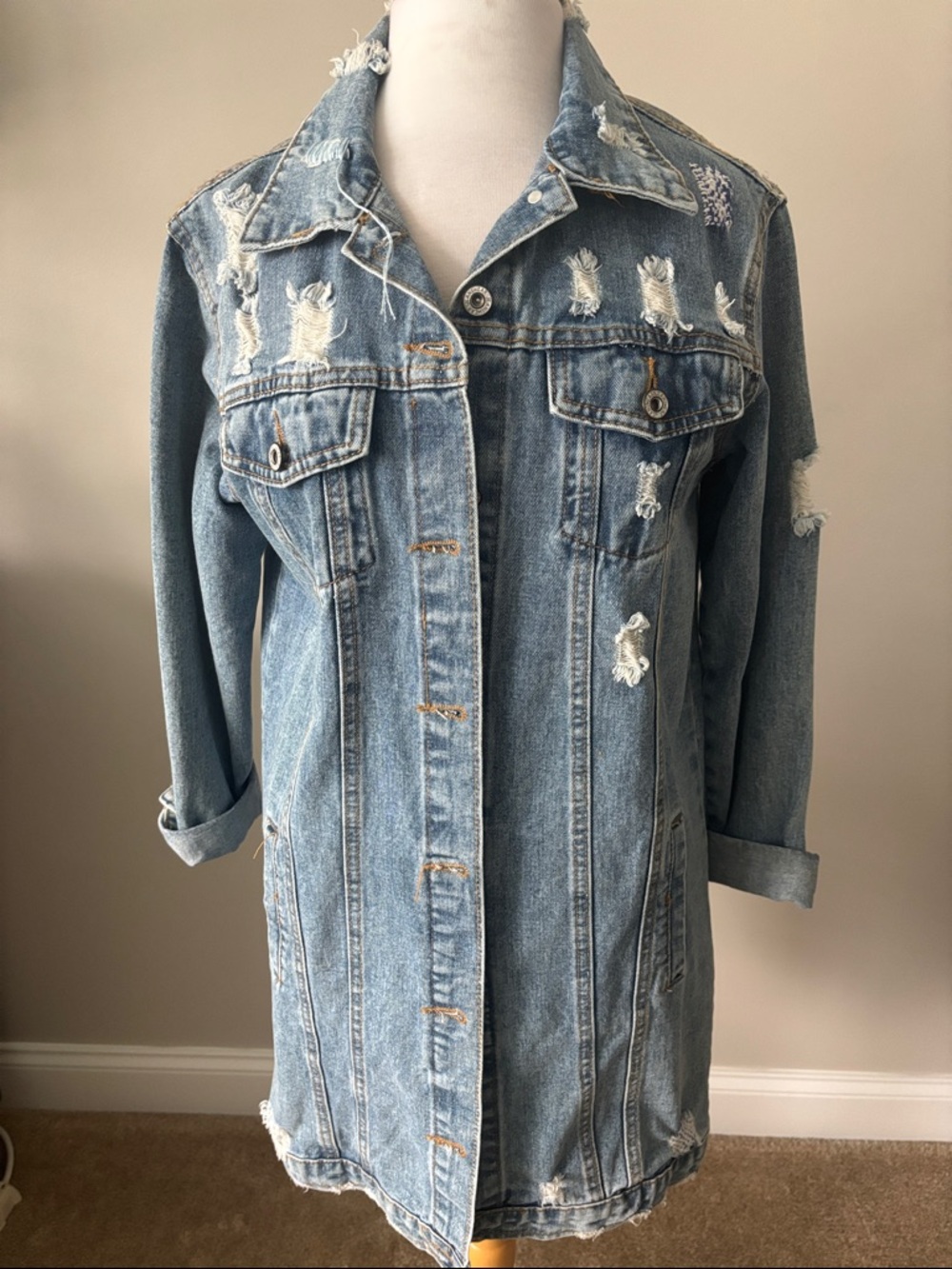 Light Blue Distressed Denim Jacket